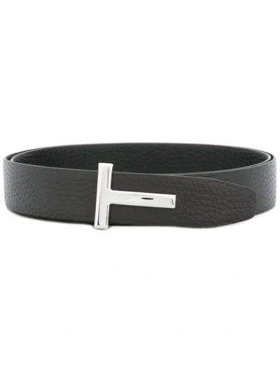 Shop Tom Ford Logo Plaque Buckle Belt In Brown