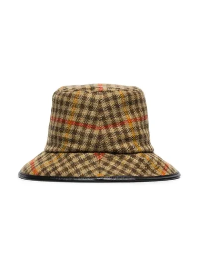 Shop Gucci Checked Bucket Hat In Brown