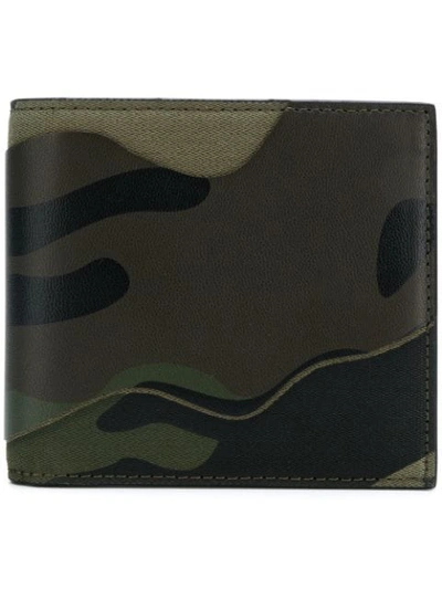 Shop Valentino Camouflage Billfold Wallet In Green