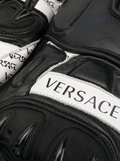 Shop Versace Logo Gloves In Black