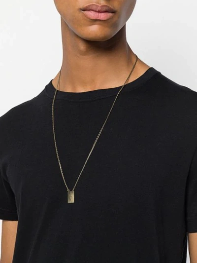 Shop Saint Laurent Logo Dog Tag Necklace In Metallic