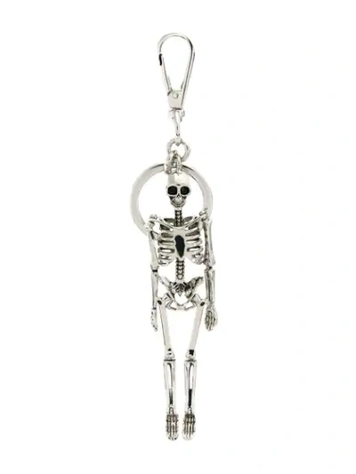 Shop Alexander Mcqueen Skeleton Key Ring In Silver