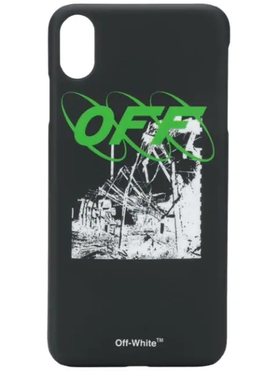 OFF-WHITE IPHONE XS MAX GRAPHIC PRINT CASE - 黑色