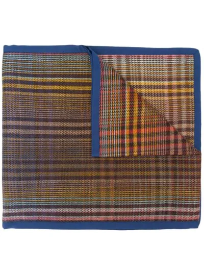Shop Missoni Check Pattern Scarf In Blue
