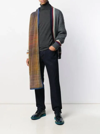 Shop Missoni Check Pattern Scarf In Blue