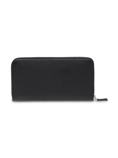 Shop Prada Leather Logo Zip Wallet - Black