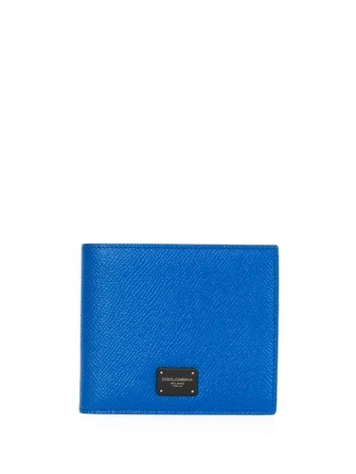 Shop Dolce & Gabbana Logo Plaque Bi-fold Wallet In Blue
