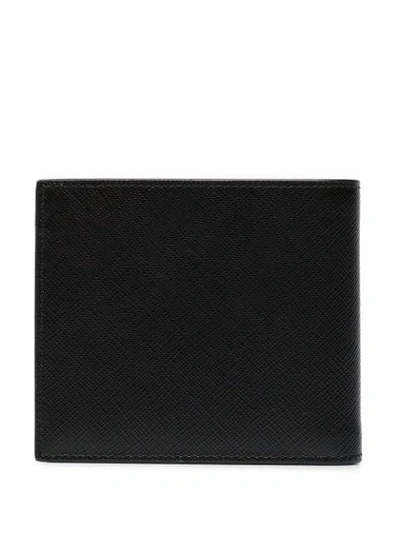 Shop Prada Logo Stripe Billfold Wallet In F011e Black/bluette