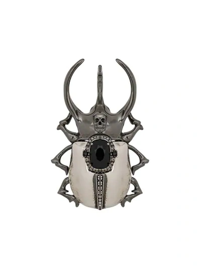 ALEXANDER MCQUEEN BEJEWELED BEETLE BROOCH - 银色