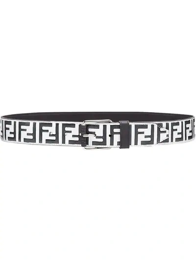 Shop Fendi Double F Logo Belt In White