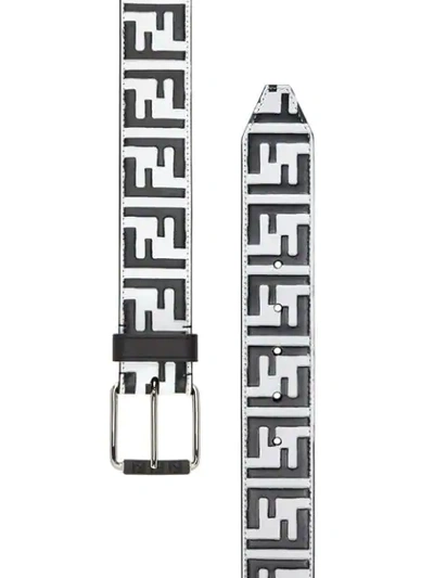 Shop Fendi Double F Logo Belt In White