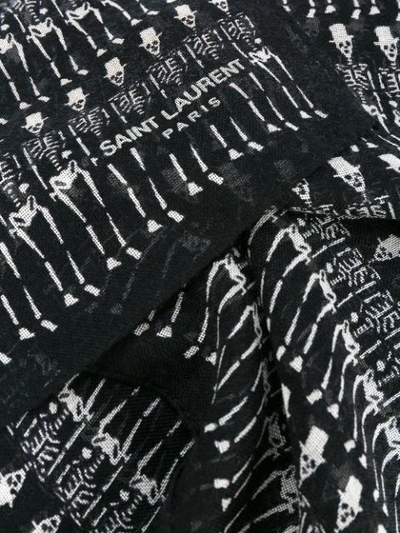 Shop Saint Laurent Schal Mit Skelett-print In Black