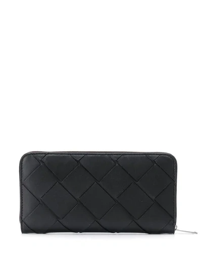 BOTTEGA VENETA INTRECCIATO ZIP-AROUND WALLET - 黑色