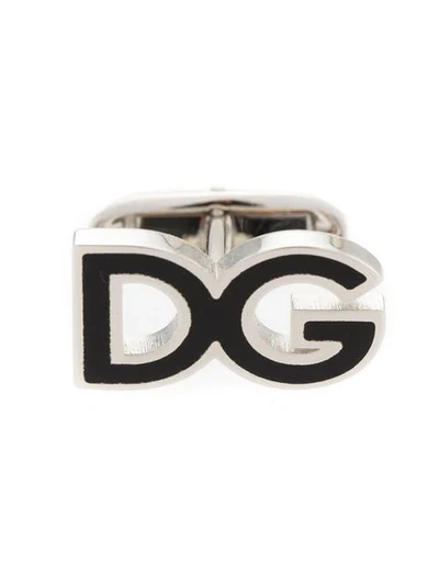 Shop Dolce & Gabbana Dg Logo Cufflinks In Metallic