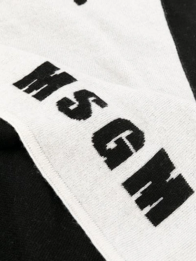 Shop Msgm Knitted Wool Logo Scarf In Black
