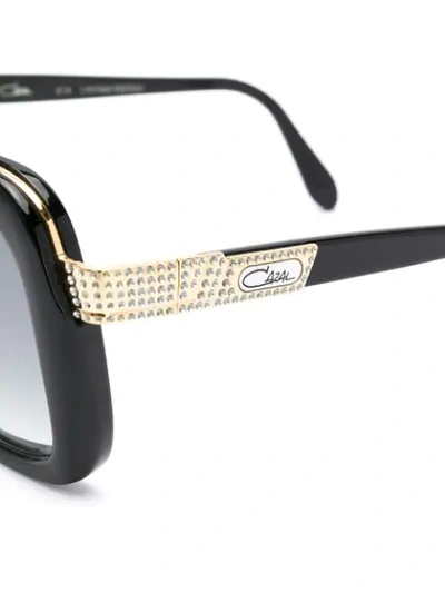 Shop Cazal Embellished Oversized Sunglasses In Black