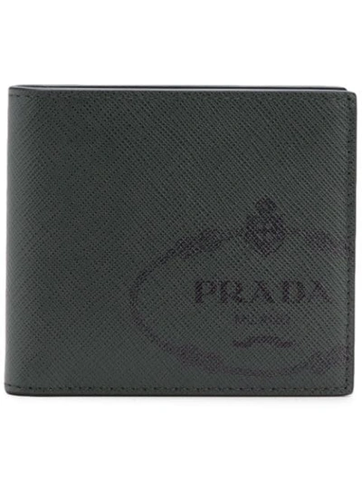 Shop Prada Foldover Logo Wallet - Grey