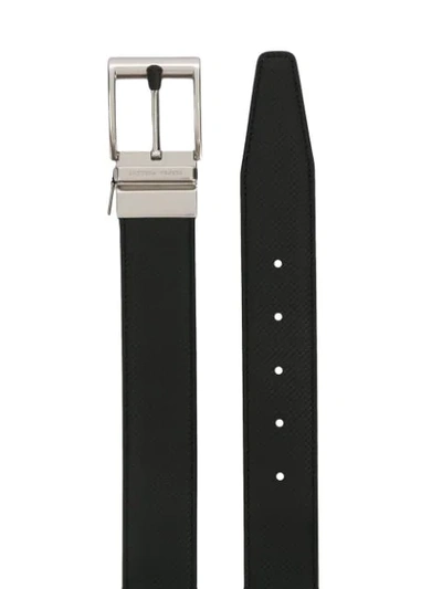 Shop Bottega Veneta Reversible Textured Belt In Black