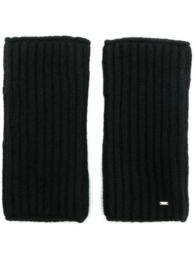 Shop Saint Laurent Fingerless Knitted Gloves In Black