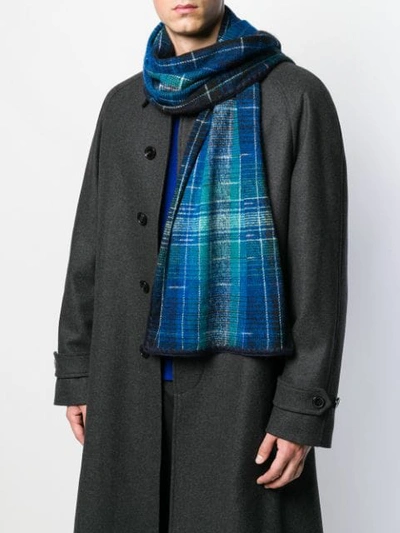 Shop Missoni Check Scarf In Blue