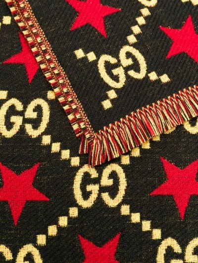 Shop Gucci Knitted Interlocking Gg Scarf In Black ,yellow