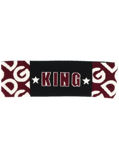 Shop Dolce & Gabbana King Print Headband In Red