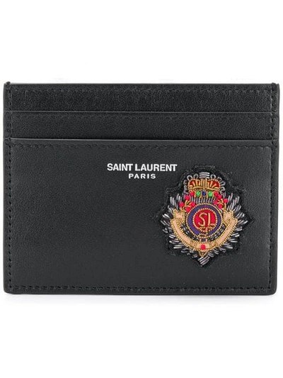 Shop Saint Laurent Logo Badge Cardholder In Black