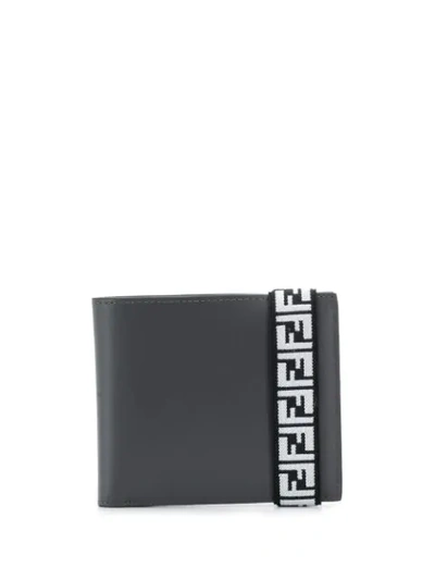 Shop Fendi Portemonnaie Mit Logo-riemen In Grey