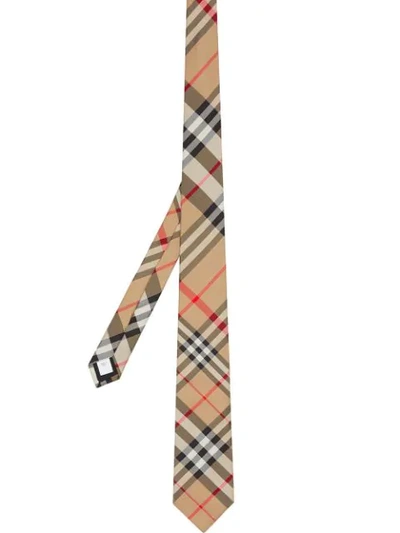 Shop Burberry Classic Cut Check Silk Tie In Brown