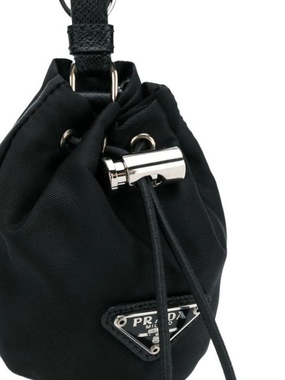 Shop Prada Drawstring Keychain In Black