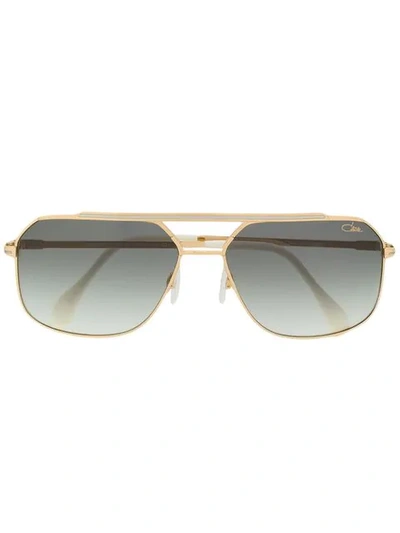 Shop Cazal Aviator Frame Sunglasses In Gold
