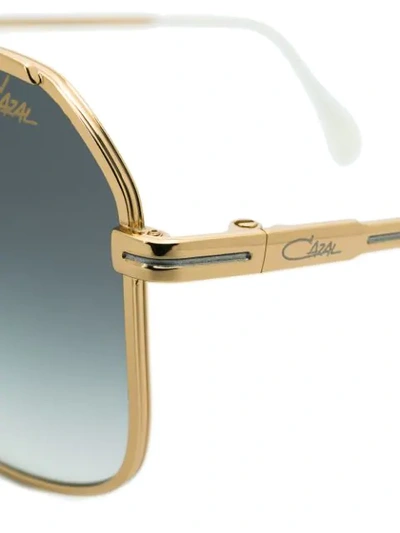 Shop Cazal Aviator Frame Sunglasses In Gold