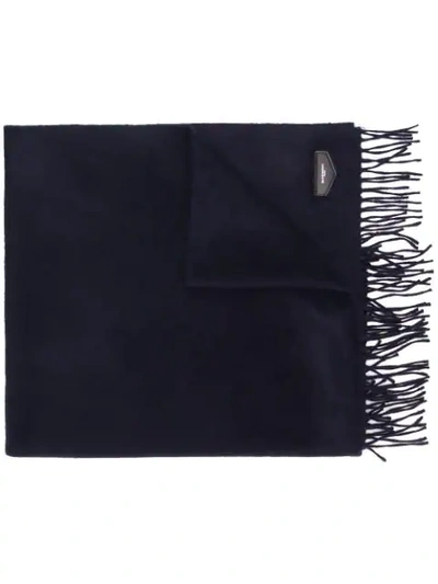 Shop Givenchy Logo Plaque Tassel Scarf In Blue