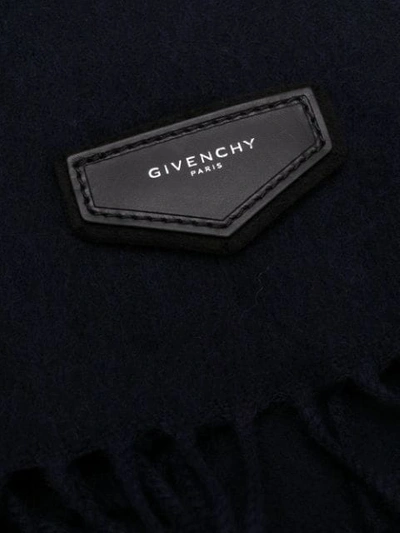 Shop Givenchy Logo Plaque Tassel Scarf In Blue