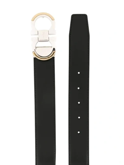 Shop Ferragamo Two-toned Buckle Belt In Black