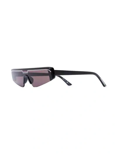Shop Balenciaga Black Skinny Rectangle Ski Sunglasses In Schwarz