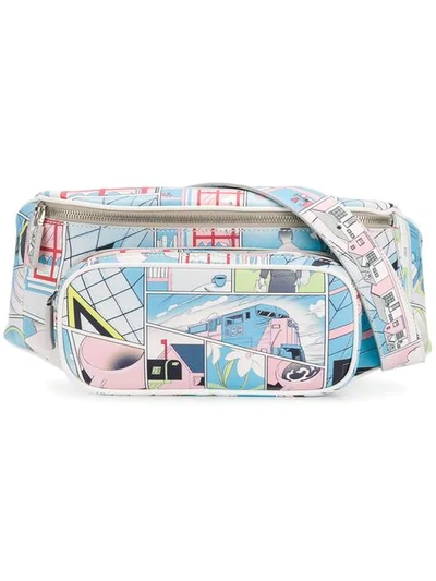 Shop Prada Comic Print Belt Bag In Blue