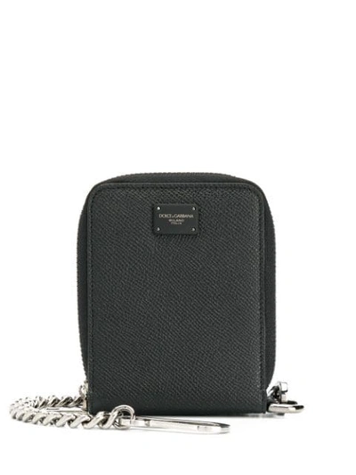 Shop Dolce & Gabbana Chain Zipped Wallet In Black