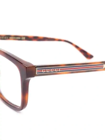 GUCCI EYEWEAR 长方形框眼镜 - 棕色