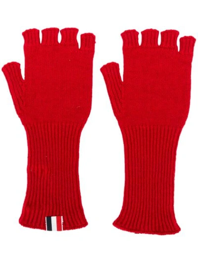 Shop Thom Browne Fingerless Gloves - Red