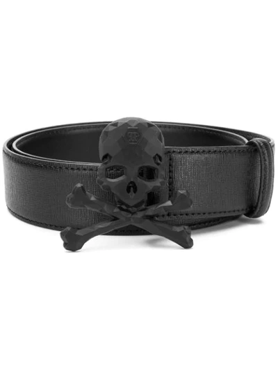 Shop Philipp Plein Skull Buckle Belt In Black