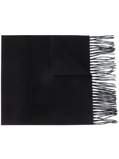 Moschino Logo-embroidered Fringed Scarf In Black