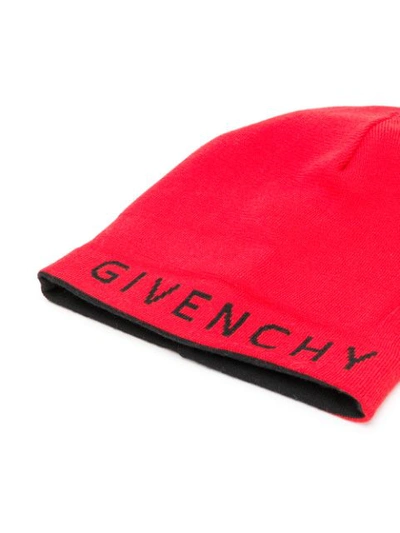 Shop Givenchy Reverse Logo Beanie In Red