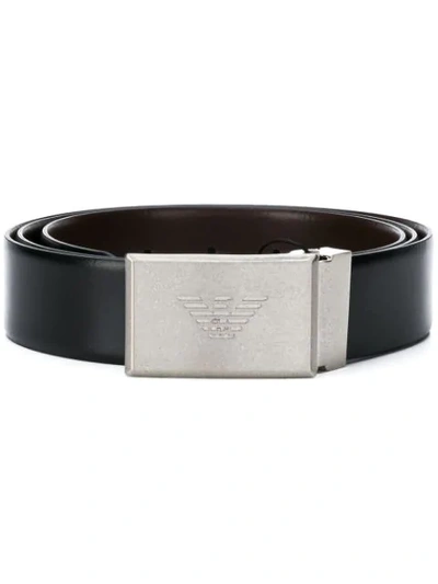 Shop Emporio Armani Branded Buckle Belt In Black