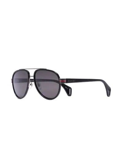 Shop Gucci Black Tinted Lens Aviator Sunglasses