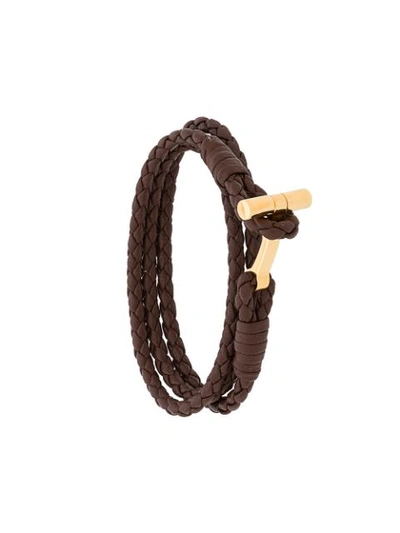 Shop Tom Ford Braided Bracelet In Brown