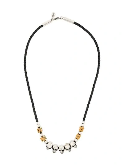 Shop Alexander Mcqueen Skull And Dice Beaded Necklace In Black