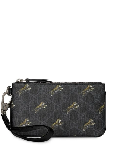 Shop Gucci Iphone Case With Gg Tiger Print In Black