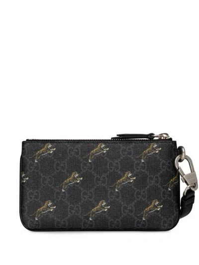 Shop Gucci Iphone Case With Gg Tiger Print In Black