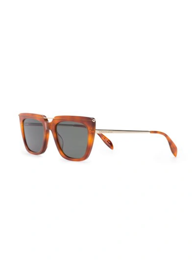 Shop Alexander Mcqueen Square Sunglasses In 棕色
